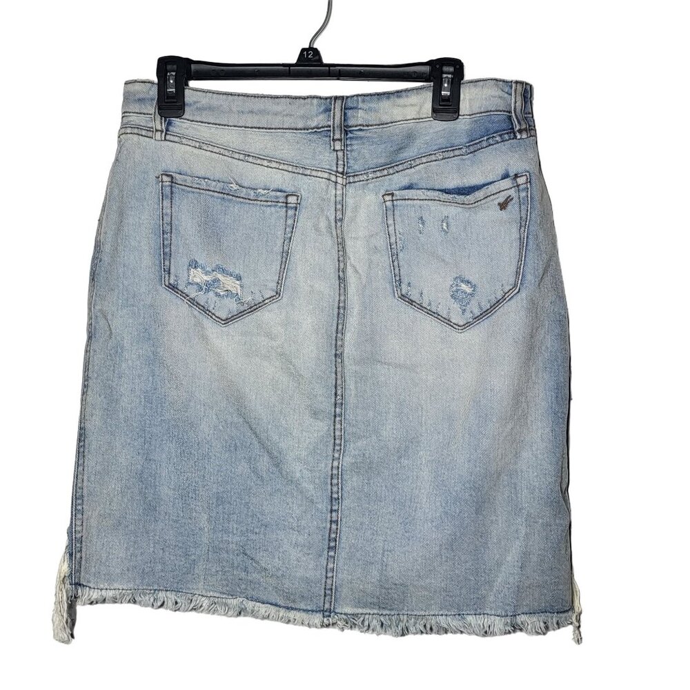 Willam Rast Denim Blue Jean Skirt Size 30 Destroyed Grunge Y2K Festival Indie - Picture 3 of 10